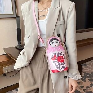 New Pink Matryoshka Doll Crossbody Bag